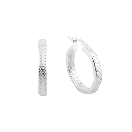 Argollas Hexagonales 3cm - Plata 925