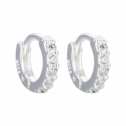 Argollas Con Cristales 1cm - Plata 925