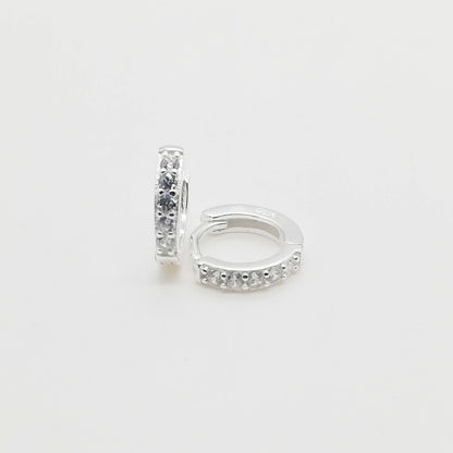 Argollas Con Cristales 1cm - Plata 925