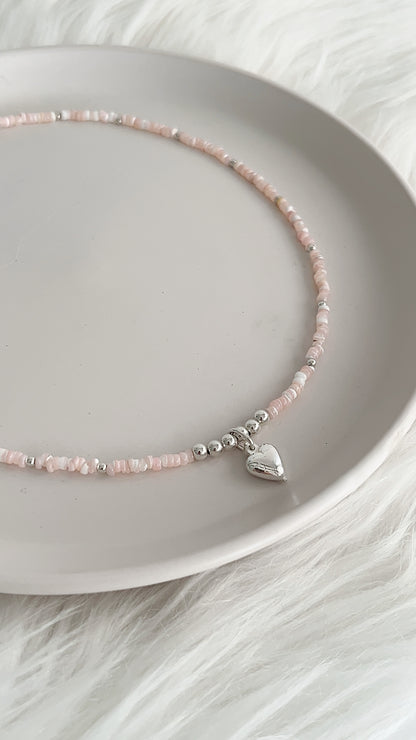 Gargantilla Piedra Pucca Dije Corazón + Balines 2.5mm - 42cm - Plata 925