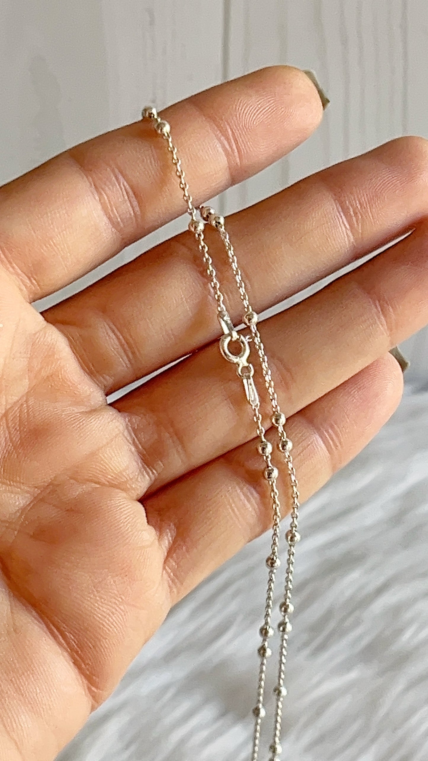 Cadena 45cm  Forzatina con Bolitas Lisas 2.5mm - Plata 925