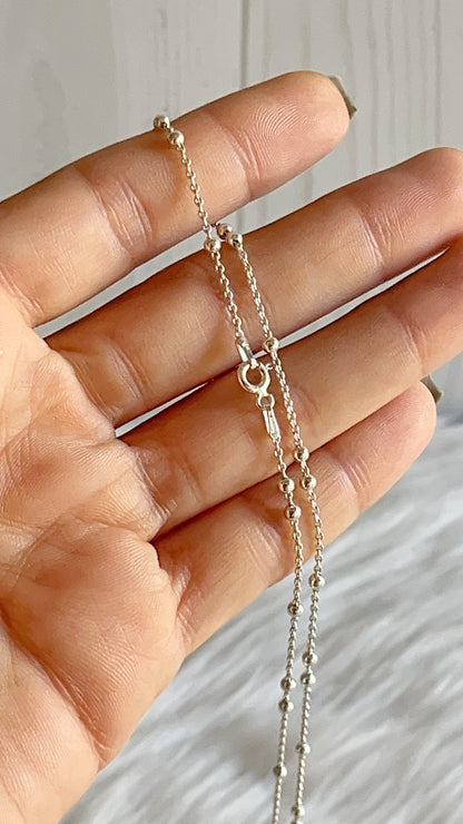 Cadena 45cm  Forzatina con Bolitas Lisas 2.5mm - Plata 925