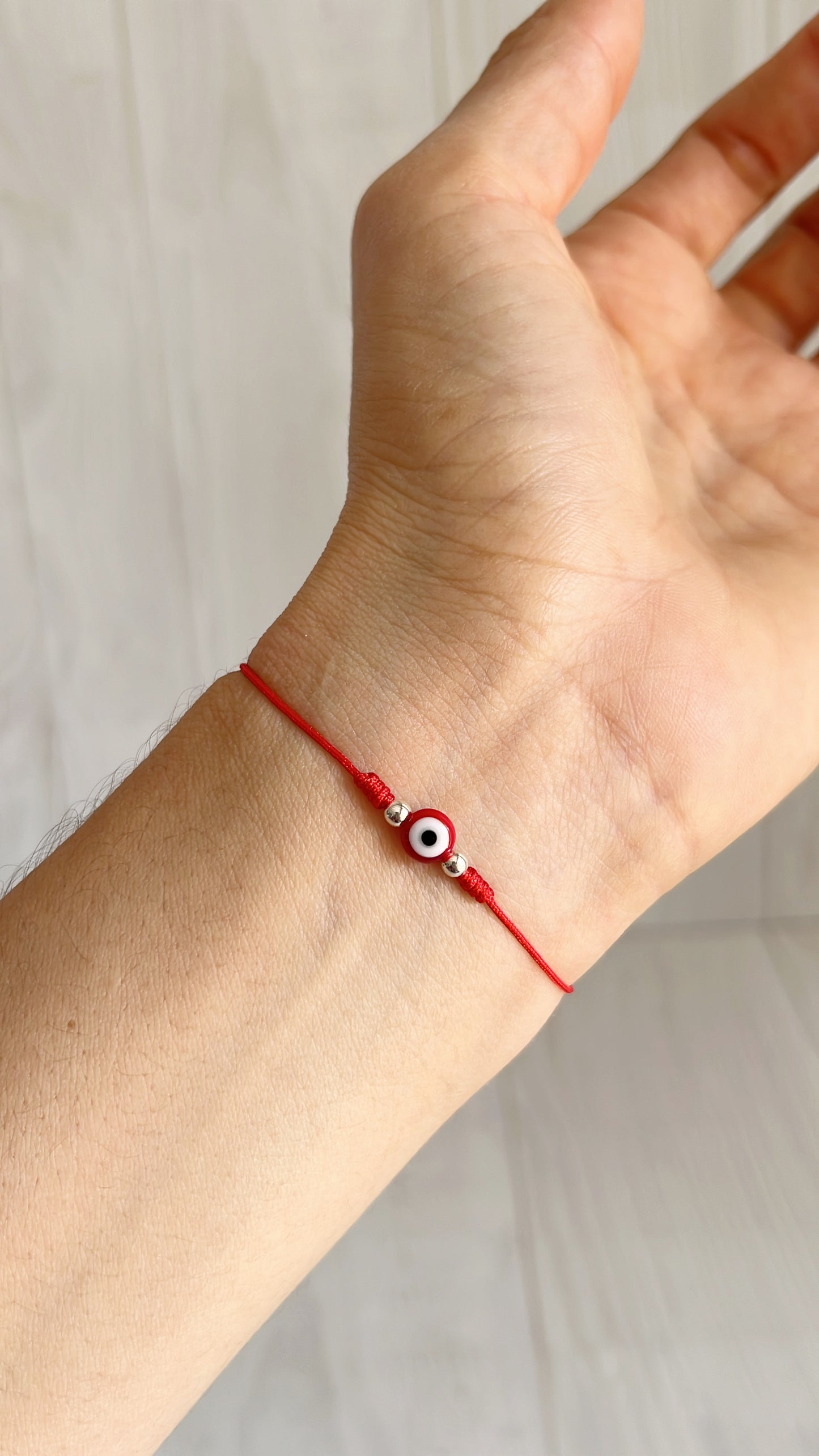 Pulsera Ojo Hilo Rojo ajustable Plata 925