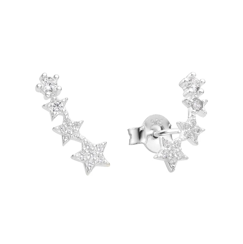 Zarcillos 4 Estrellas Alargado Plata 925