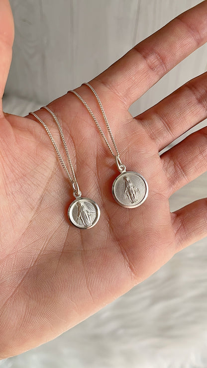 Cadena 40cm Dije La Milagrosa Redonda - Plata 925