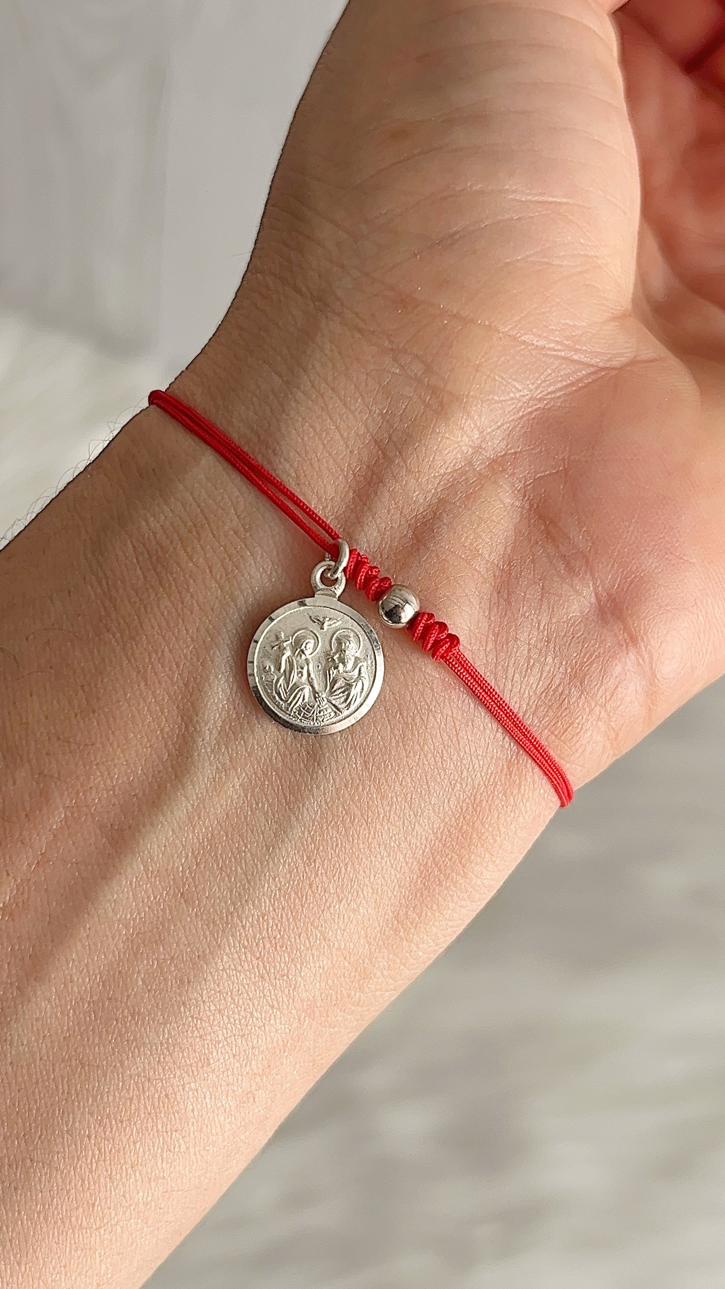 Pulseras Hilo Ajustables con Santísima Trinidad 1,2cm Plata 925