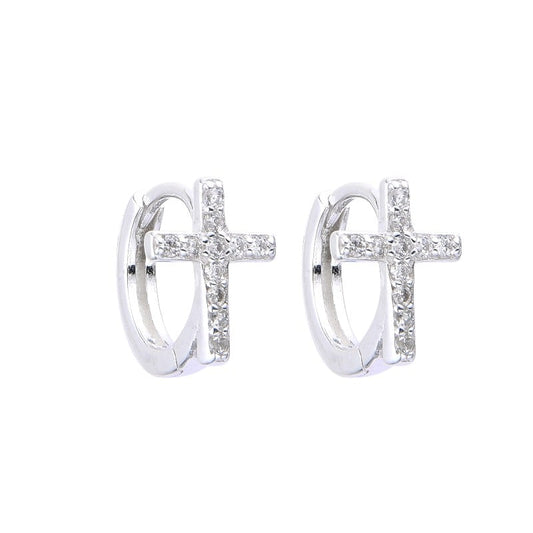 Argollas Cruces 1cm Plata 925