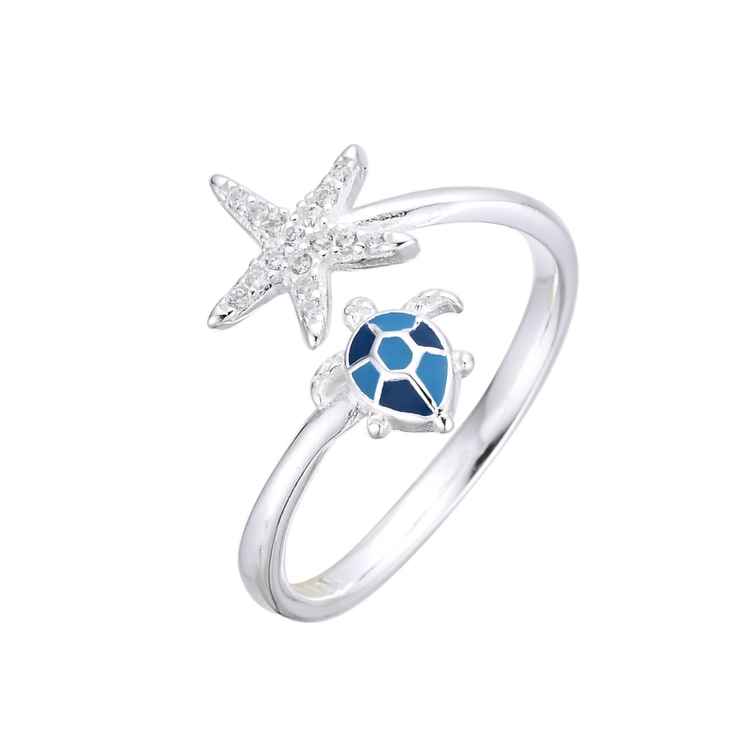 Anillo Tortuga y Estrella Plata 925