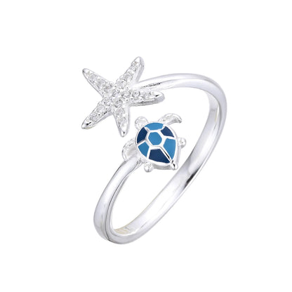 Anillo Tortuga y Estrella Plata 925