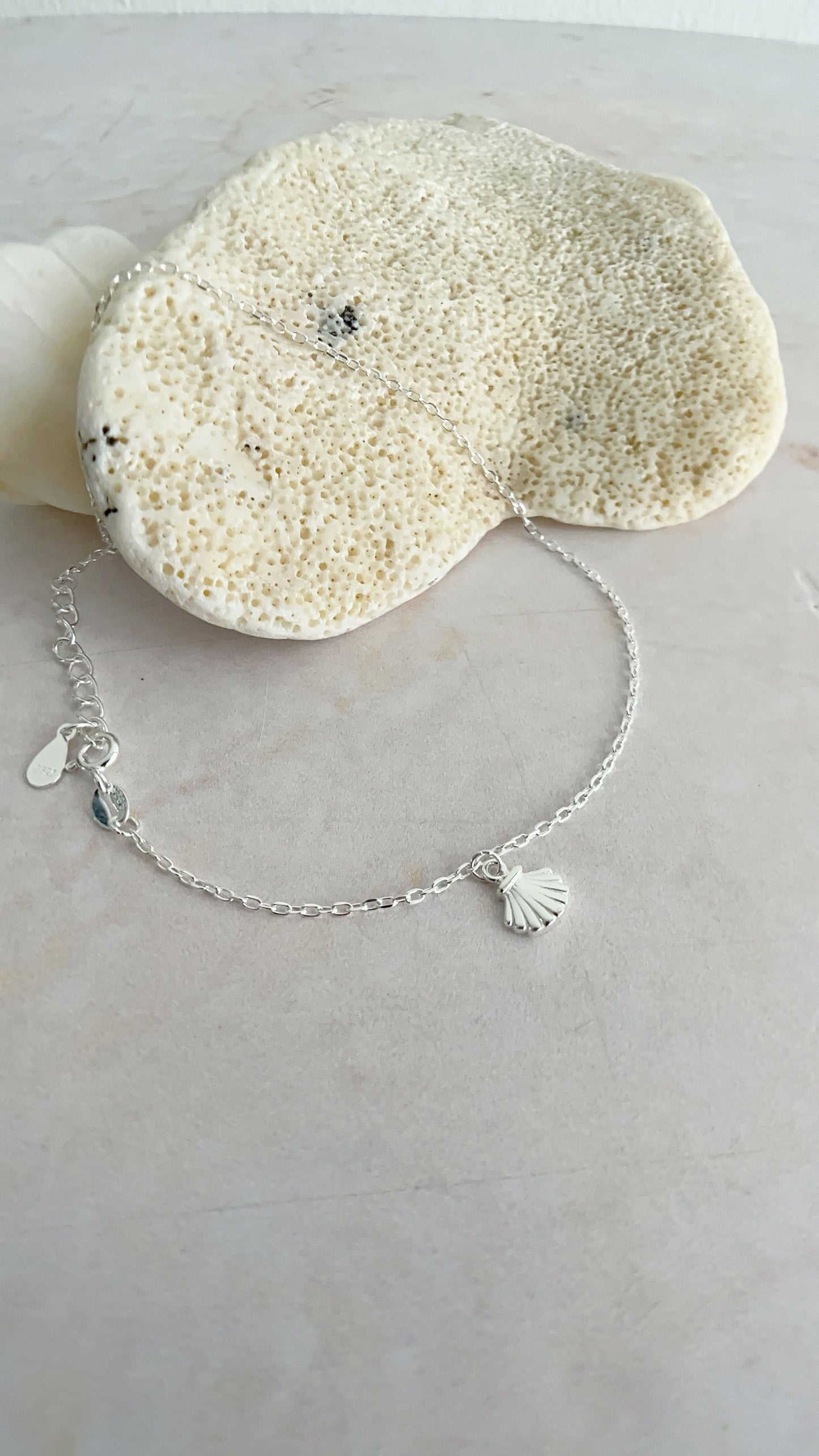 Tobillera Dije Concha de Mar 25cm - Plata 925