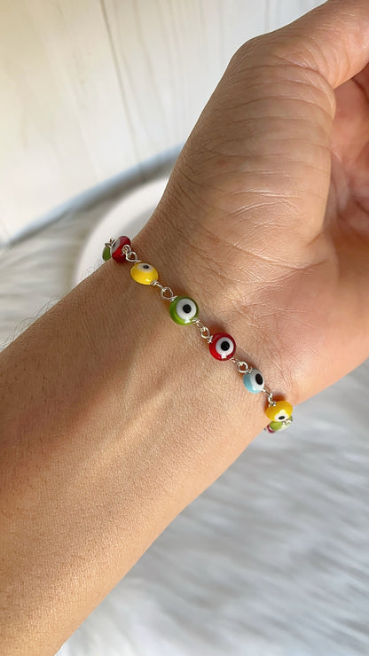 Pulsera Ojos 6mm - 19cm - Plata 925
