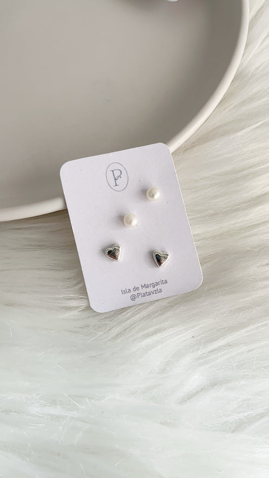 Set 2 Pares de Zarcillos - Plata 925