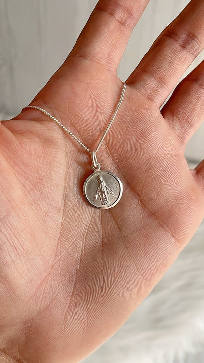 Cadena 40cm Dije La Milagrosa Redonda - Plata 925