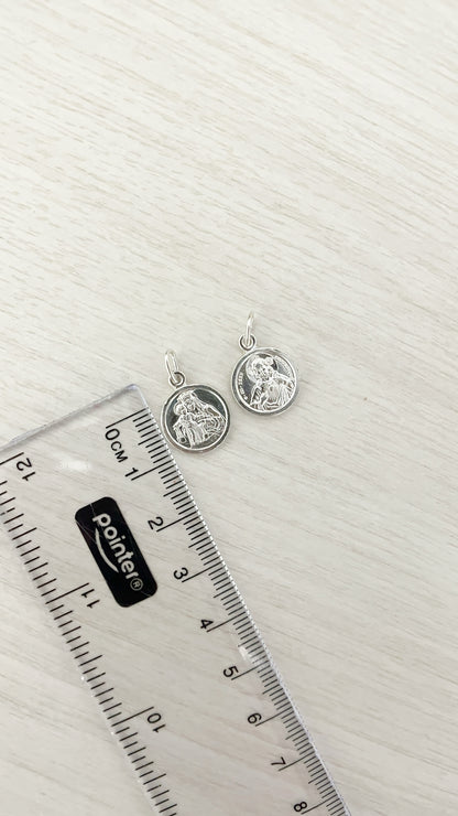Medalla Doble Cara: Jesús y Virgen del Carmen 1,2cm - Plata 925