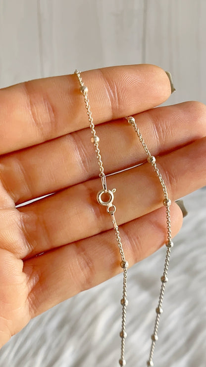 Cadena Forzatina con Bolitas Diamantadas 45cm - Plata 925