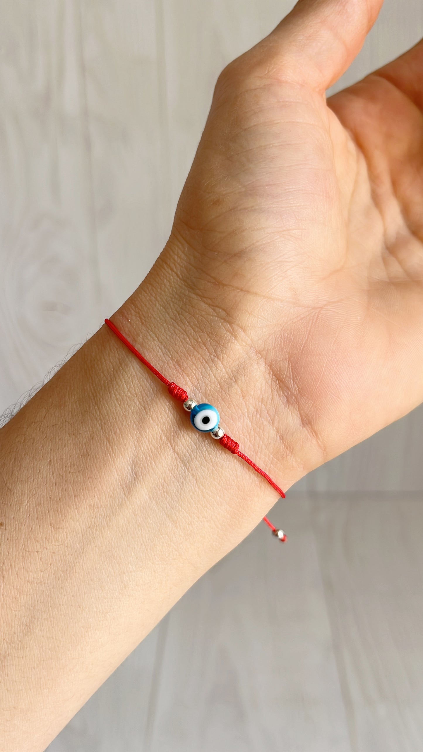 Pulsera Ojo Hilo Rojo ajustable Plata 925