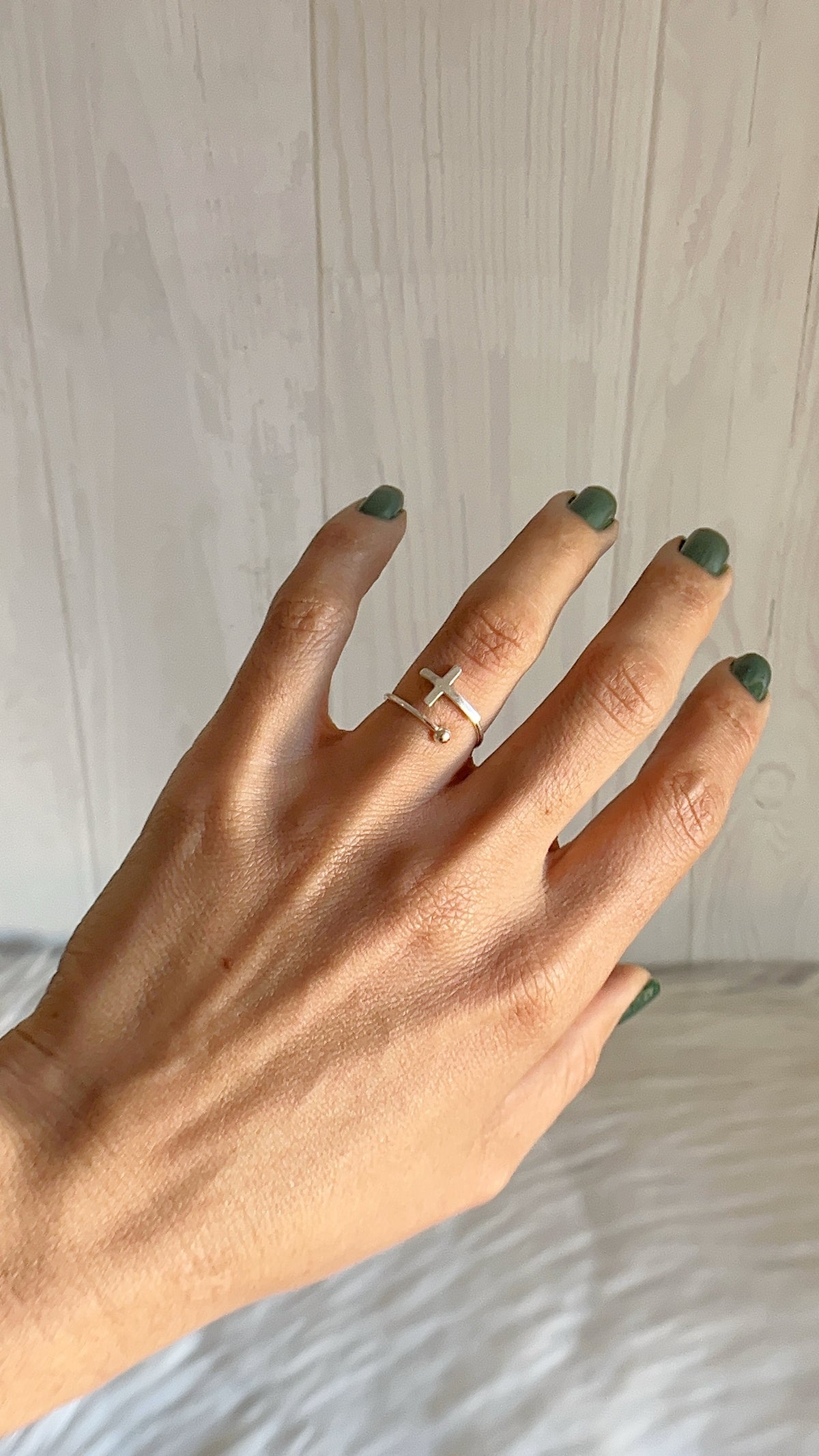Anillos Cruz  y Bola  Ajustables - Plata 925