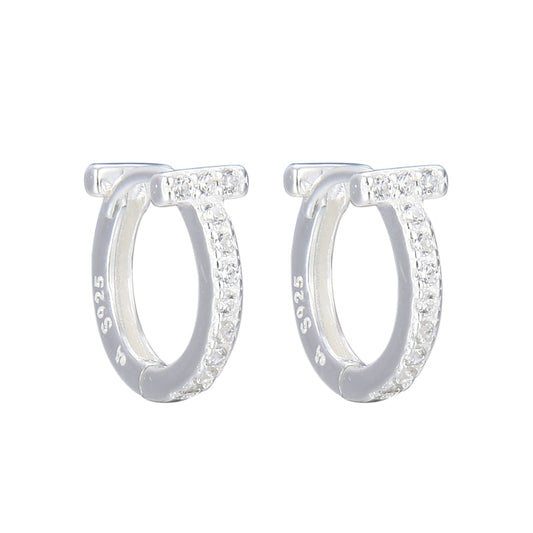 Argollas cristales 1cm plata 925