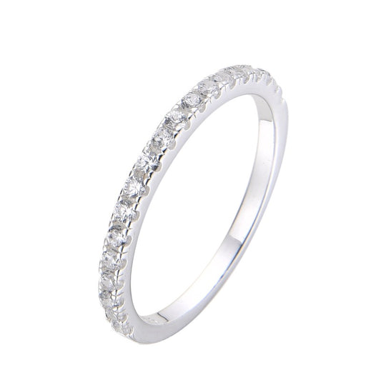 Anillo Medio Sin Fin Cristales Plata 925