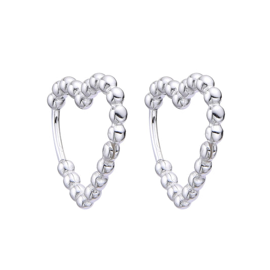 Argollas Sirueta Corazón con Balines 1,6cm Plata 925