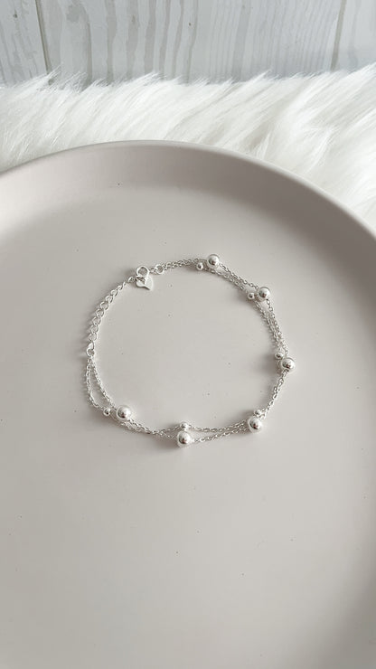 Pulsera Doble 20cm Ajustable - Plata 925