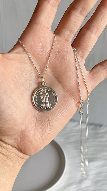 Cadena 50cm con San Judas Tadeo 2cm-  Plata 925