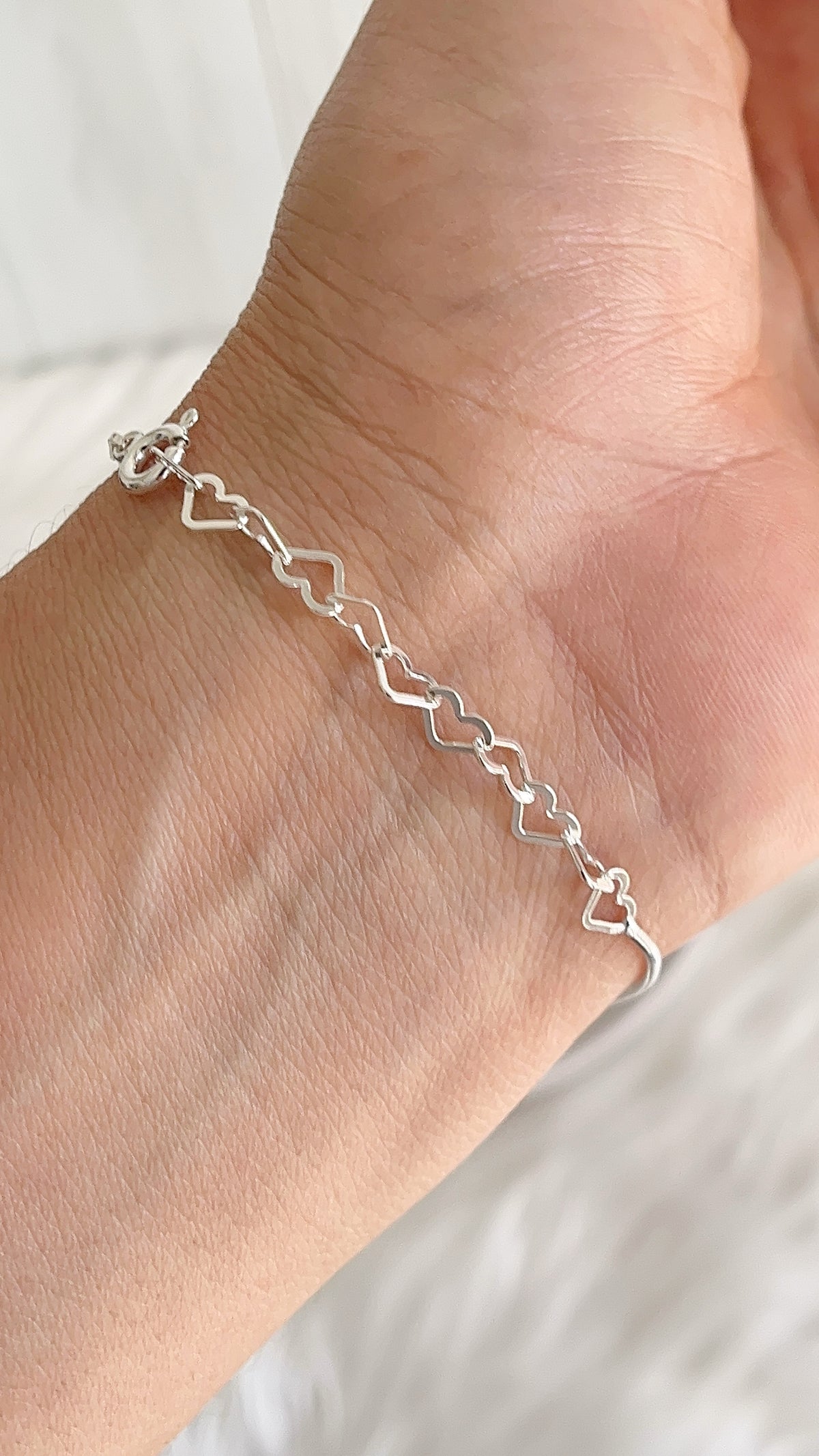Pulsera Corazones 20cm Ajustable - Plata 925