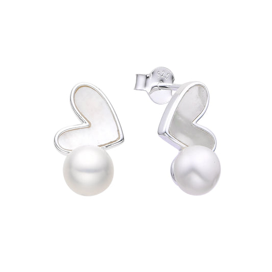 Zarcillos Corazones con Perla Plata 925