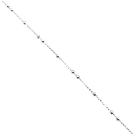 Cadena Forzatina con Bolitas Lisas 2.5mm 2x1 15mm 45cm Plata 925