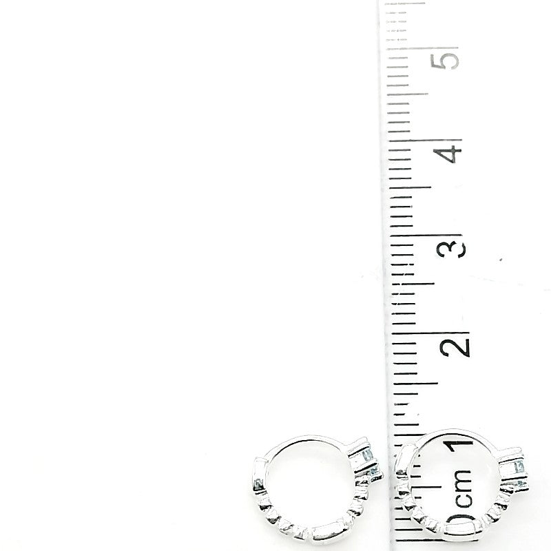 Argollas Cristal Azul 1cm - Plata 925