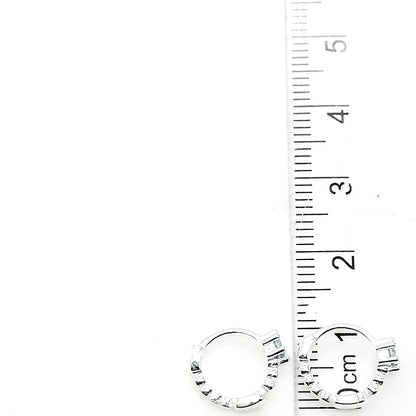 Argollas Cristal Azul 1cm - Plata 925