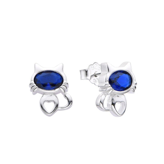 Zarcillos Gato Piedra Azul Plata 925