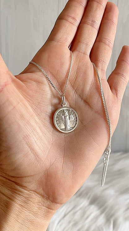 Cadena 45cm con Santa Bárbara 1.8cm -  Plata 925
