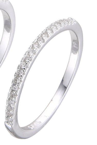 Anillo Medio Cristales Plata 925
