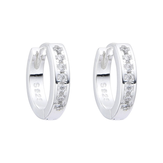 Argollas Cristales Cierre Huggie 1,4cm Plata 925
