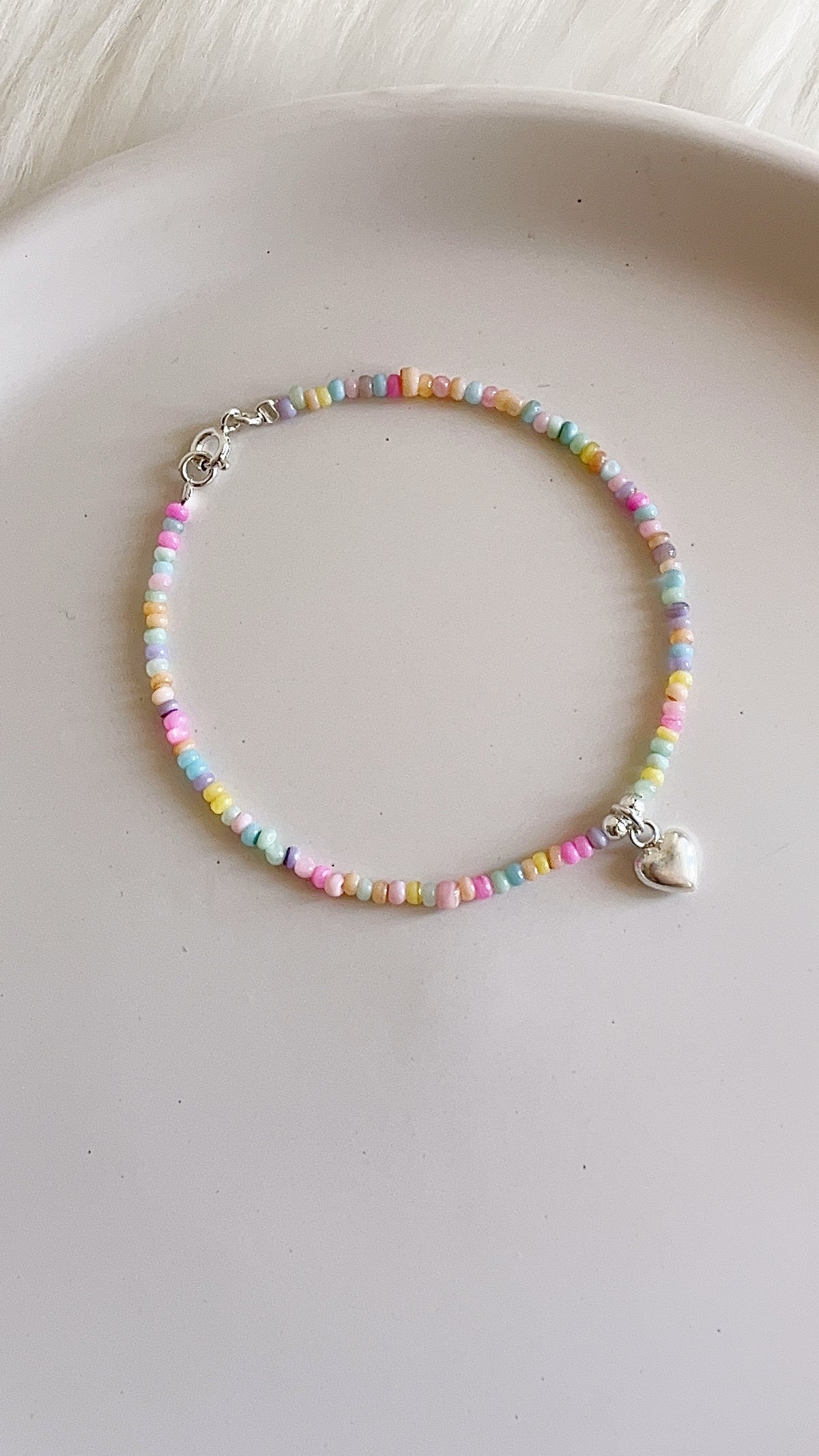 Pulsera Nacar con Dije Corazon 18cm - Plata 925