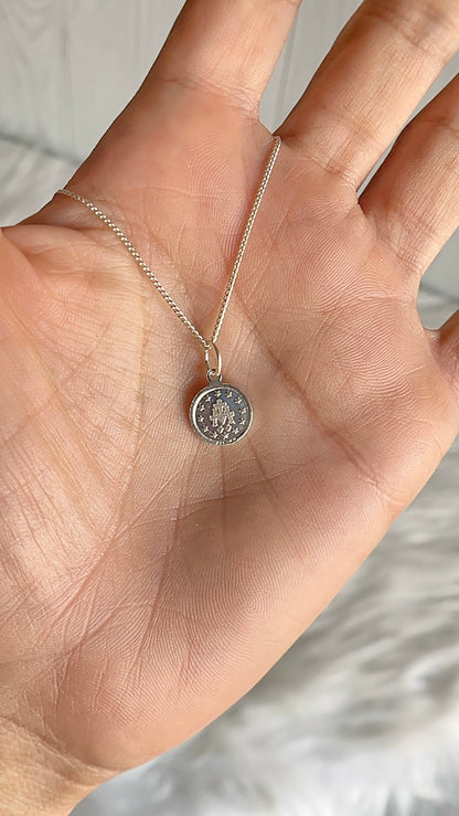 Cadena 40cm con Dije de La Milagrosa Redonda 1cm - Plata 925