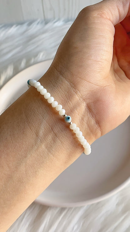 Pulsera Cristales, Ojos y Balines 18cm - Plata 925