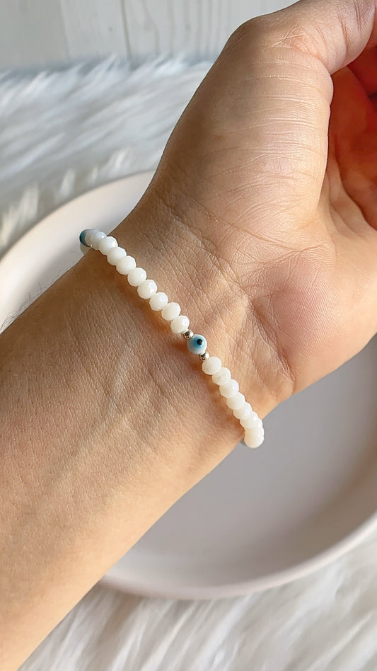Pulsera Cristales, Ojos y Balines 18cm - Plata 925