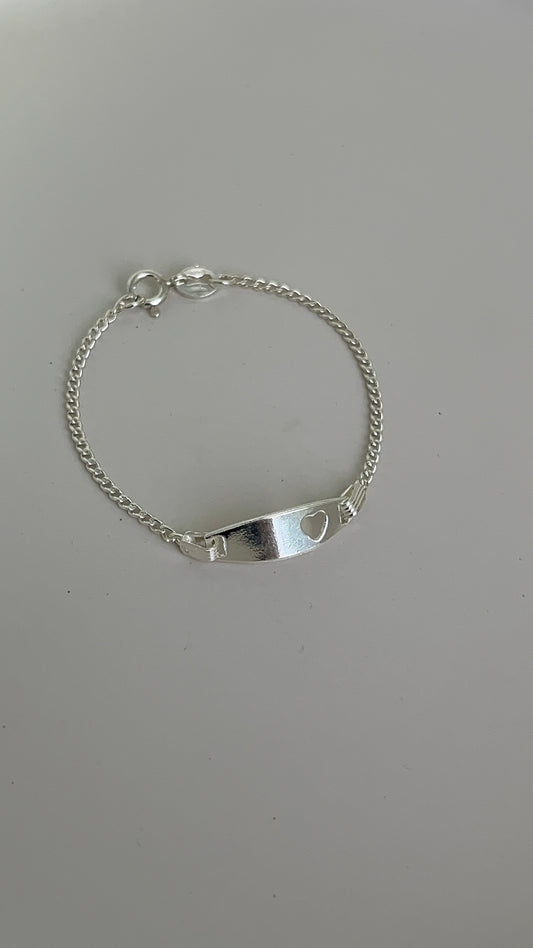 Esclava Placa Ovalada Corazón 13cm Plata 925