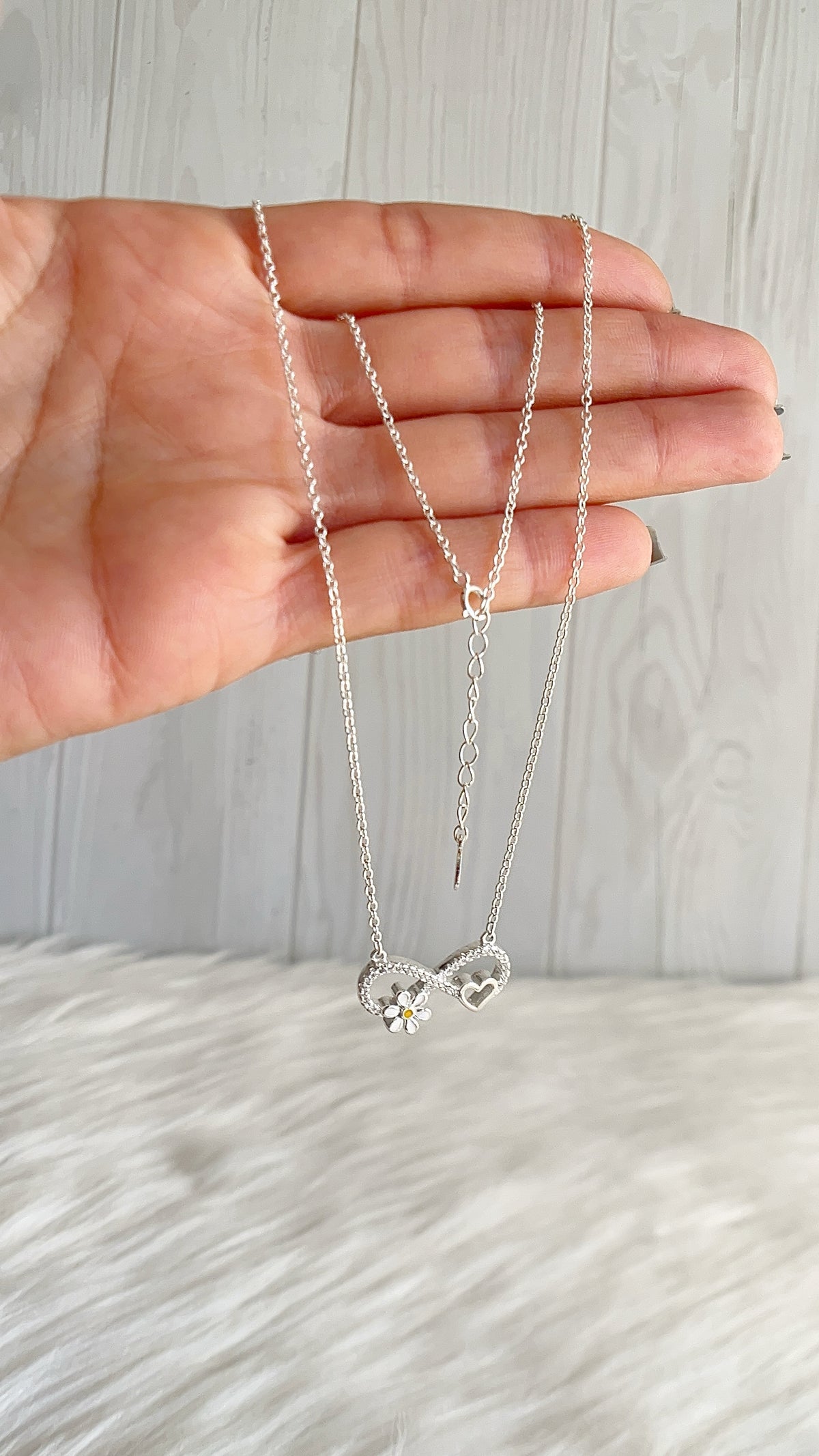 Gargantilla Infinito y Margarita 45cm Ajustable - Plata 925