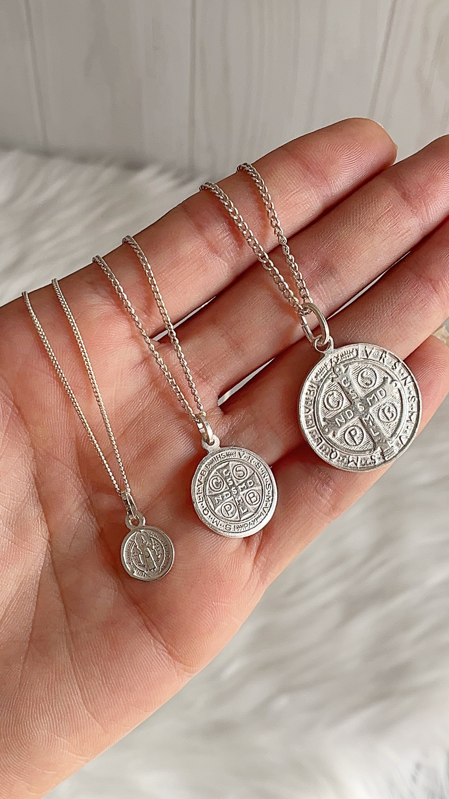 Cadena 40cm, 50cm y 60cm con San Benito - Plata 925