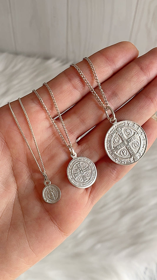 Cadena 40cm, 50cm y 60cm con San Benito - Plata 925