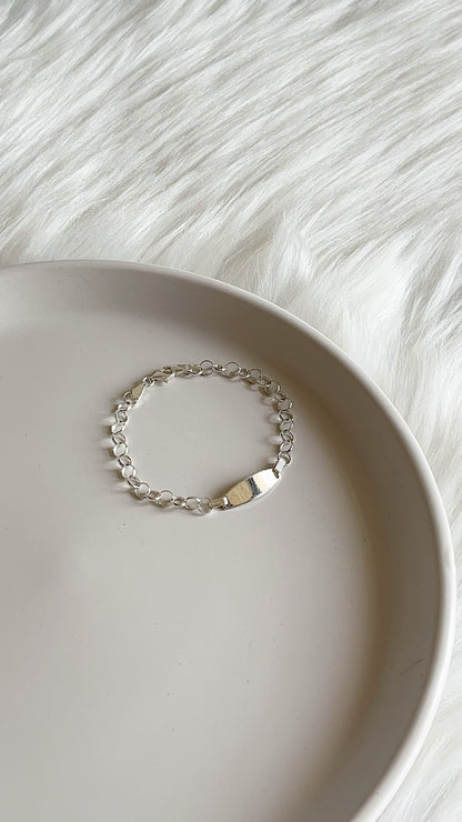 Esclava Placa Ovalada con aros 15,4cm - Plata 925