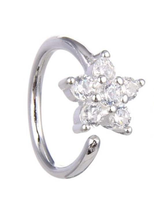 Ear Cuff Flores Plata 925