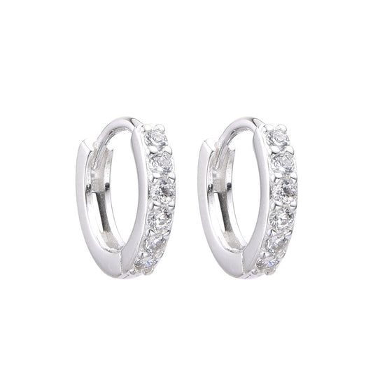 Argollas Cristales 1cm - Plata 925