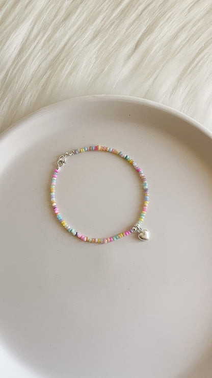 Pulsera Nacar con Dije Corazon 18cm - Plata 925