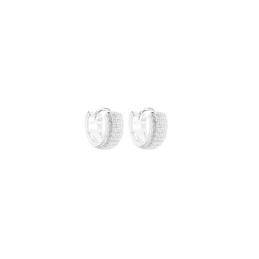 Argollas Anchas Cristalitos 1cm - Plata 925