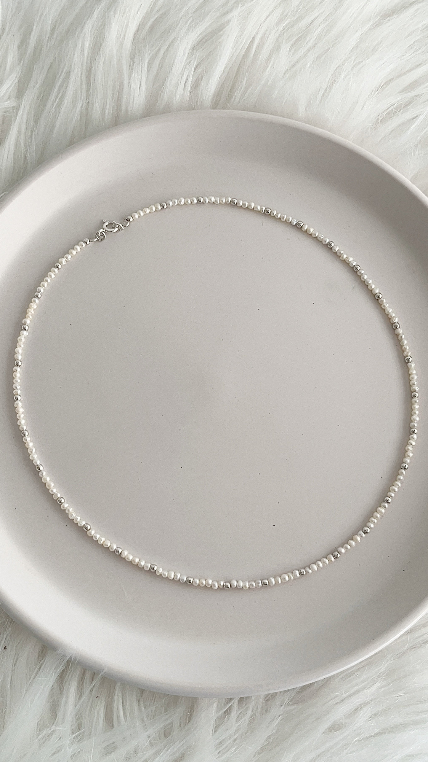 Gargantilla Perlas Cultivada y Balines 2.5mm - 42cm - Plata 925