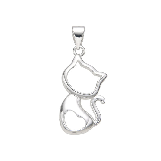 Dije Sirueta Gato 2cm Plata 925